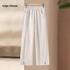 Women's Loose Fit Woolen Wide-Leg Slit Pants