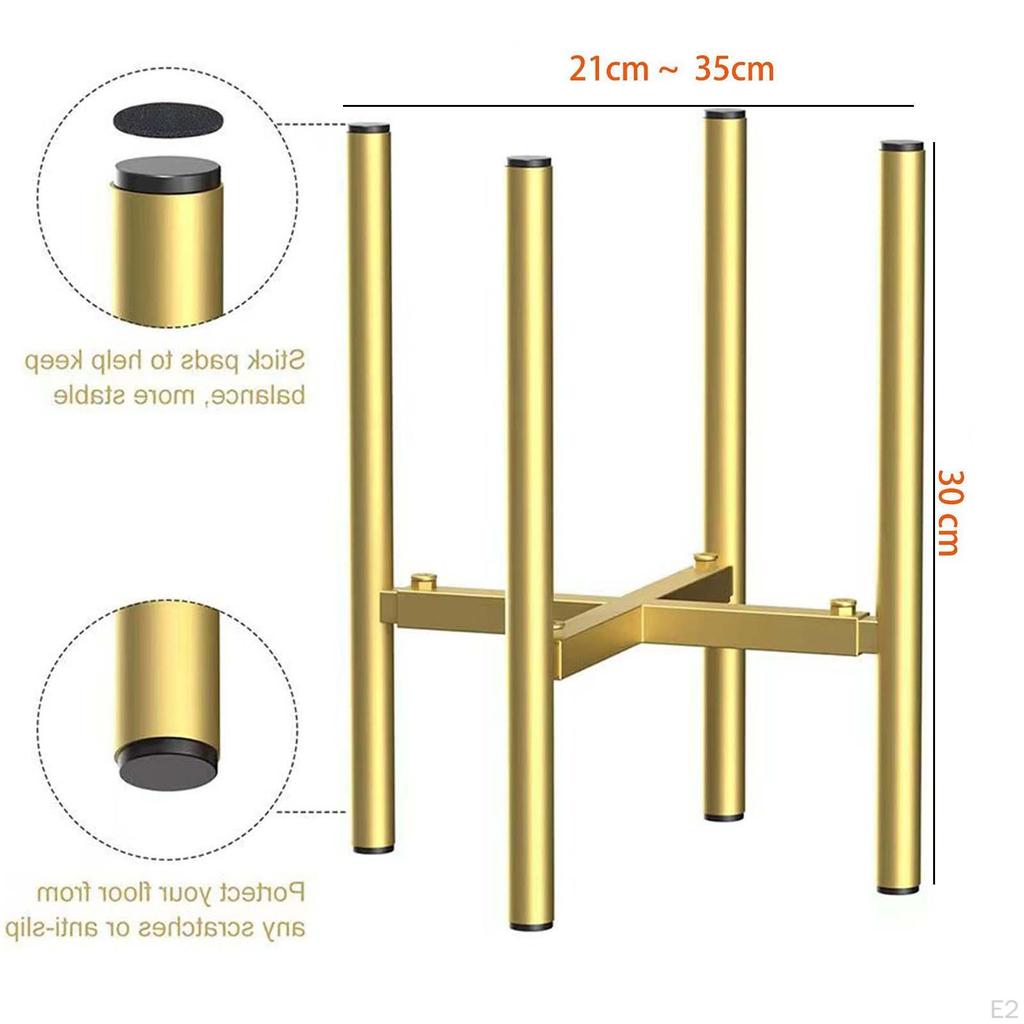 Verstellbarer Pflanzenständer Metallartikel Gold Stabil Blumenhalter Schwerlastregal Mid Century