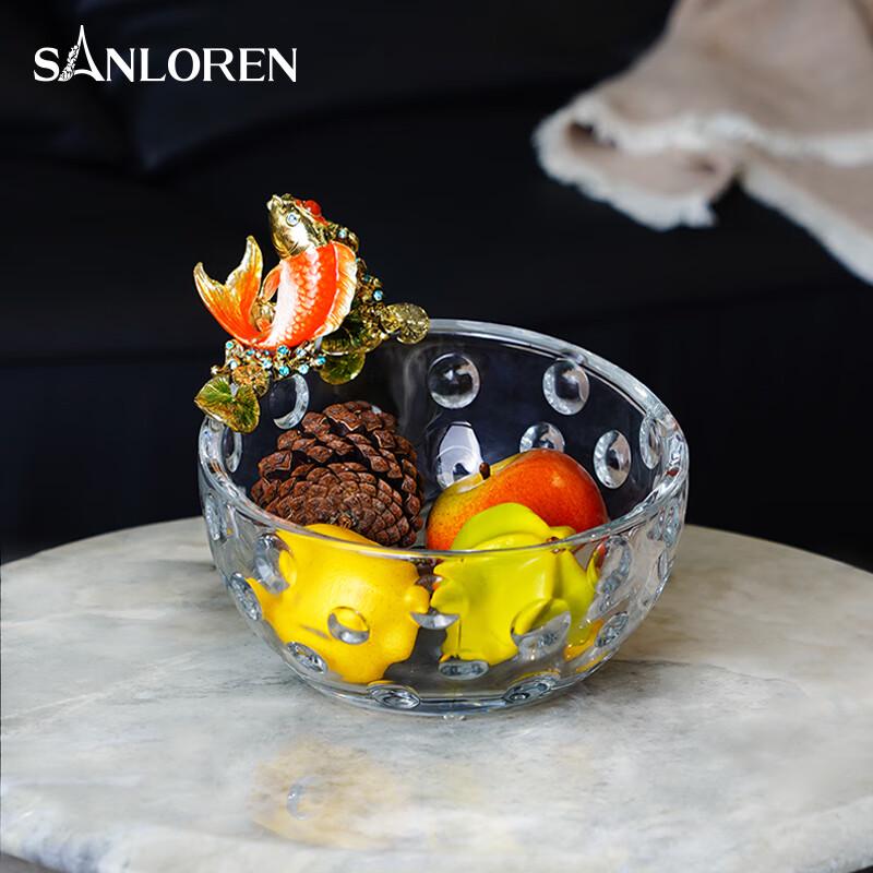 RRO Koi Good Luck Enamel Glass Fruit Plate