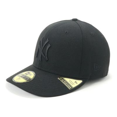 MLB 59FIFTY NY 7 NEYYAN BLK BLK Pre-Curved Cap, Black/Black, 1/4 Inch, PC5950,