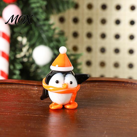 Miniature Figurines for Micro Landscapes Handmade Glass Christmas Mini Figurines, Cute Gnome Penguin Statues, Small Decorative Accents Moss Terrariums