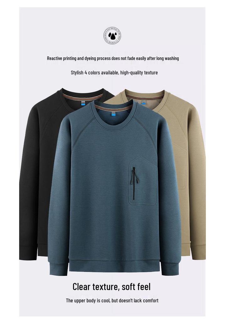 Men's 2026 YN Crew Neck Sweatshirt - Long Sleeve Casual Plus Velvet Jacket for Spring and Autumn 