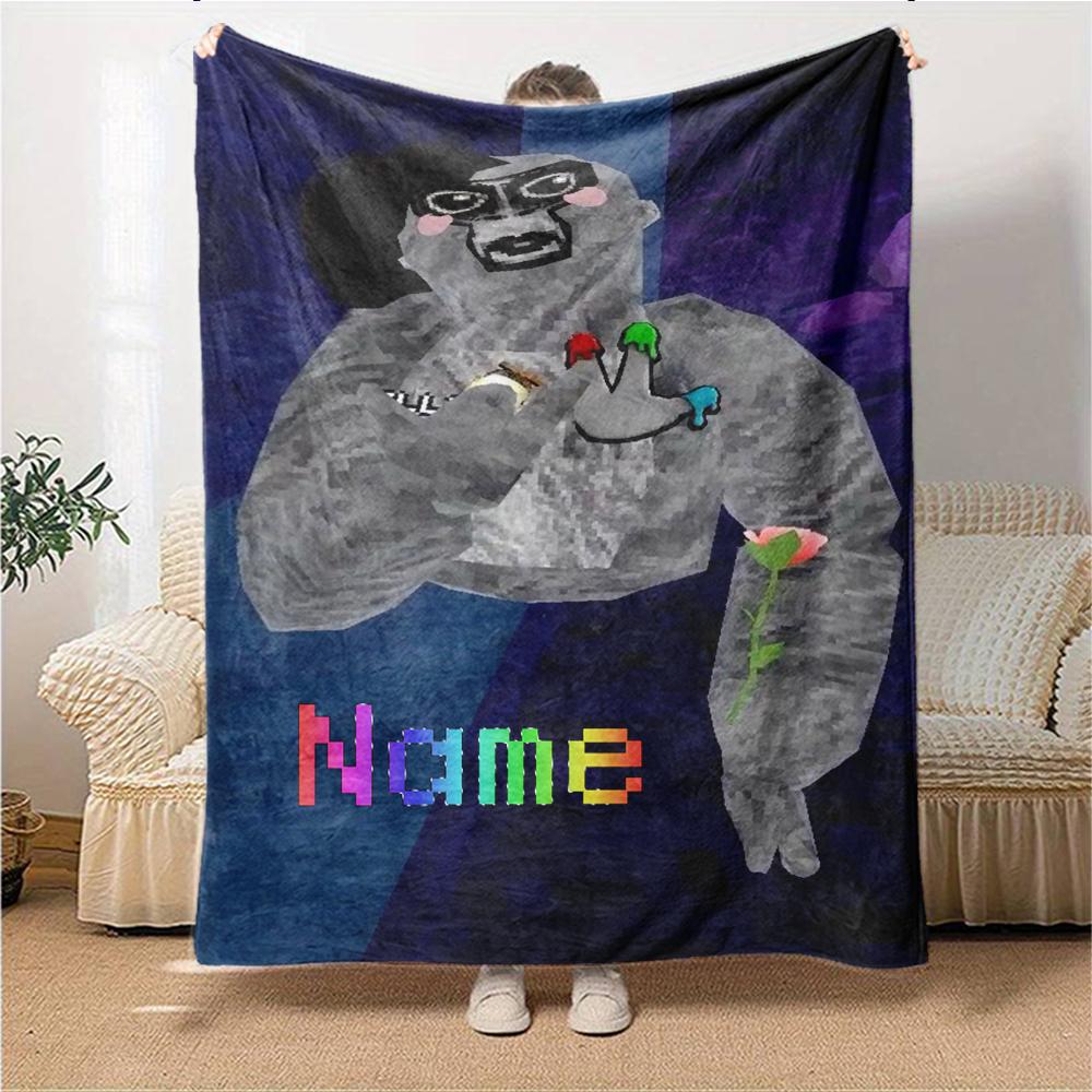 Custom Name Gorilla Party Celebration Party Blanket For Couch Bed Plush Cozy Fuzzy Blanket Super Soft Warm Blankets For Fall And Winter 091696