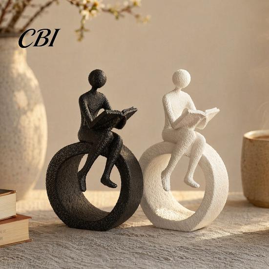 Unique Reading Companion Figurine 3D Printed Figurine, Abstract Reader Statue for Home Nordic Style Literary Desktop Ornament Decor, Modern Minimalist