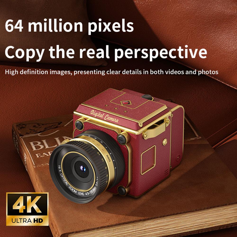 Retro 4K High-definition Dual Lens Reflective CCD Camera Lightweight And Portable With 26.4 Million Ultra High Definition Pixels