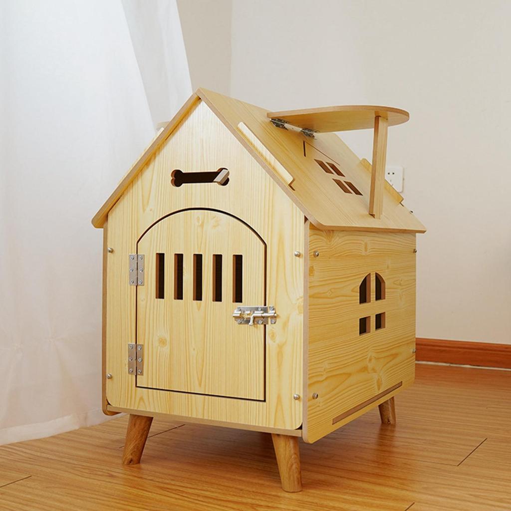 Wooden Pet House Breathable Dog Crate for Cat Puppy Small Medium Dogs