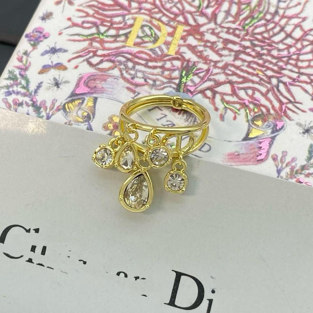 Fashion Dika Women's Three-Layer Plus Pearl Open Finger Ring with Exaggerated Design