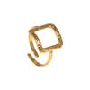 Yusen Fashion Stainless Steel Geometric Ring - Open Titanium Steel, Fade-Resistant Jewelry