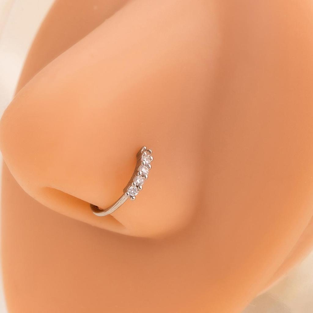 Europäisch-amerikanischer Nasenring mit Blatt- und Blumenmotiv und Diamanteinlage – elegant, kreativ, ohne Piercing.