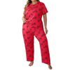 Pigiama da Donna Taglie Forti Set Casual Larghi Top a Maniche Corte e Pantaloni Abbigliamento da Casa
