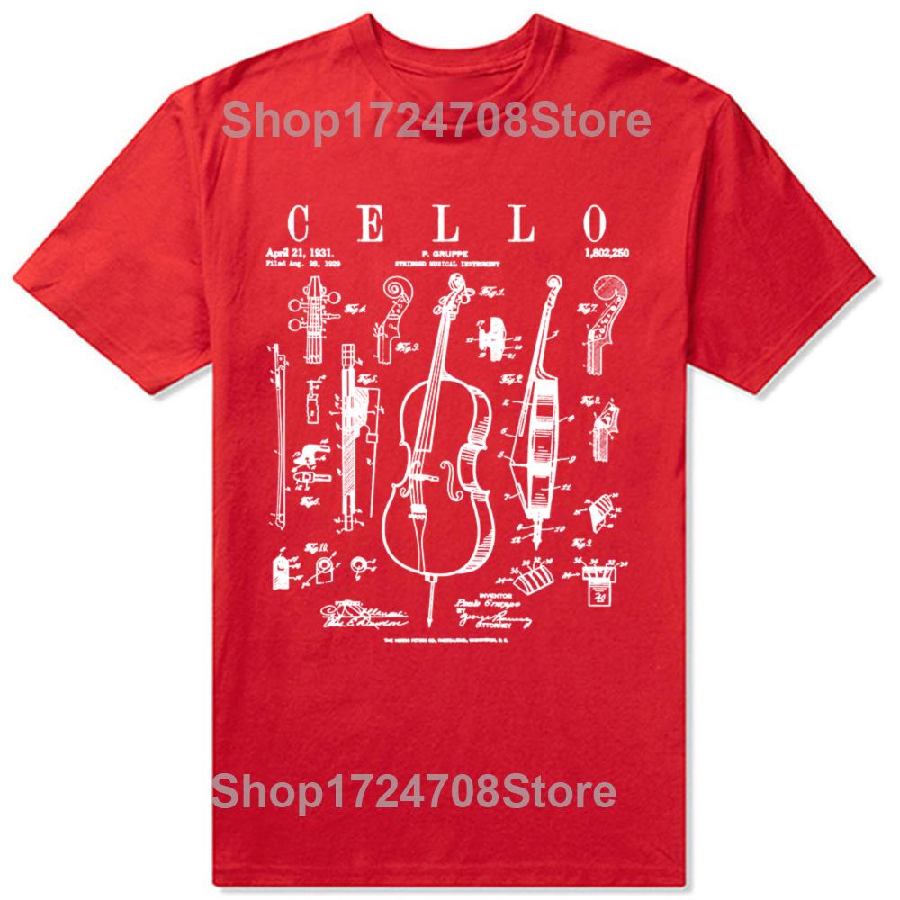 Vtipné violoncello Vintage patent Kresba violoncellisty Grafické tričko Pánská Dámská móda Ležérní tričko 100% bavlna Volné Oversized tričko