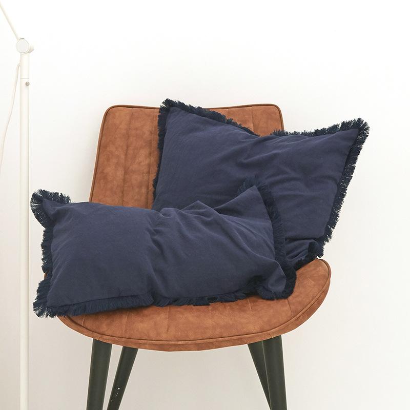 Bohemian Fringed Washed Cotton Pillowcase Premium Modern Minimalist Sofa Cushion Cover Luxury Cozy Living Room Pillow Cover