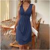 Stijlvolle Effen Kleur Jurk Dames Mouwloos Off Shoulder V-hals Jurken Zomer Dames Sexy Strakke Feestjurk