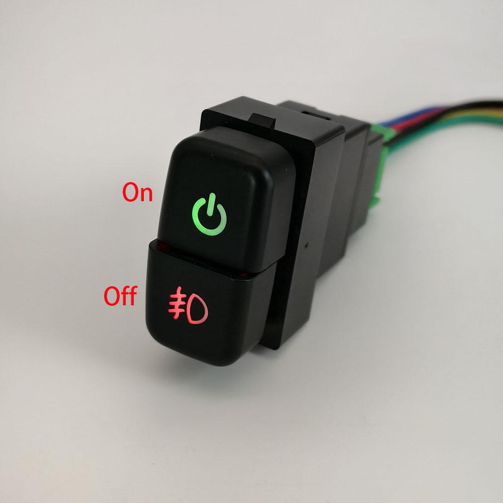 1Pc RED LED Dual Key Switch Fog Light Daytime Running DRL Button For Mitsubishi Pajero V73 V93 Lancer Outlander ASX L200