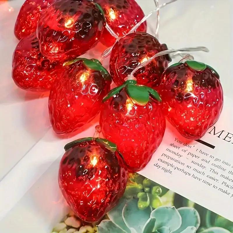 

1pc 10/20/30/40 LED Strawberry String Light Battery Powered Fruit Fairy Light For Home Indoor Outdoor Bedroom Holiday Decoration 1.5M10LED теплый белый