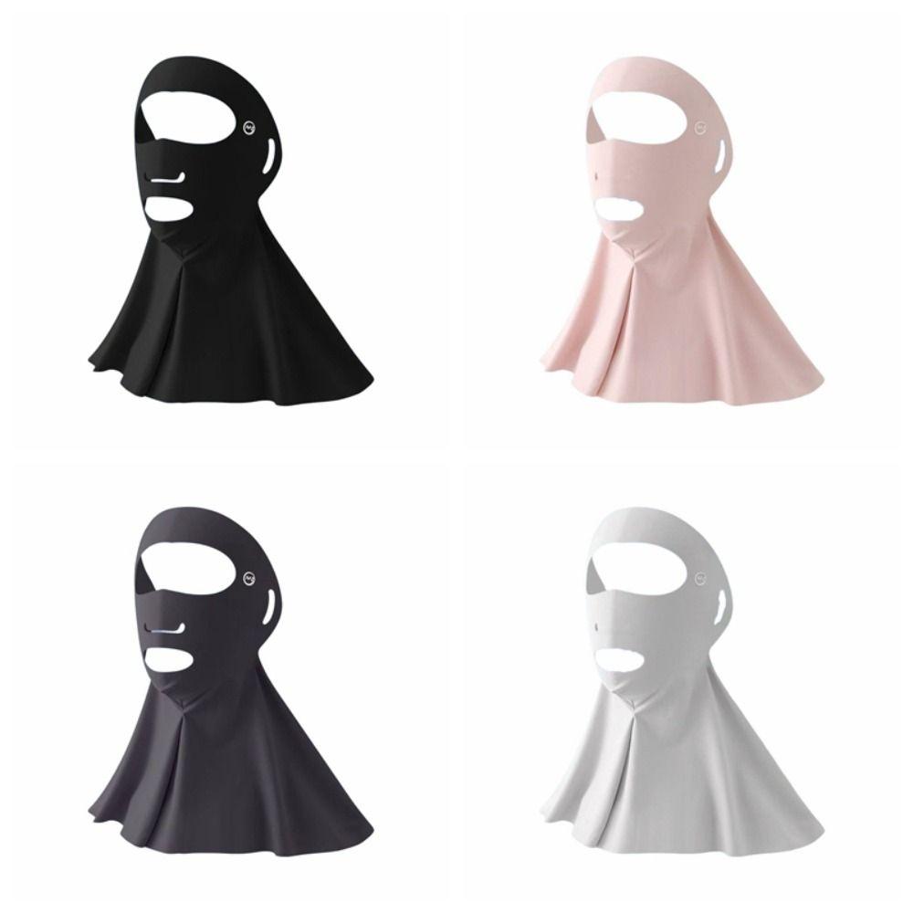 Solid Color Ice Silk Face Veil Polyester Neck Wrap Simple Sunscreen Mask  Male