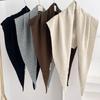 100% Wool Big Size Women Knitted Triangle Scarf Winter Thicken Warm Solid Color Designer Shawls Neckerchief Luxury Wrap Bufanda