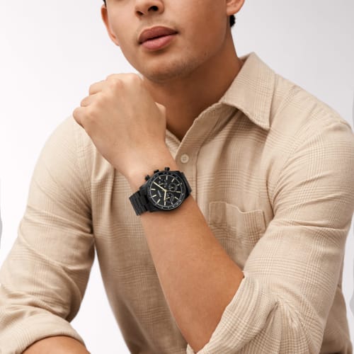 Fossil Men's SULLIVAN Multifunction Black Stainless Steel Watch, BQ2856