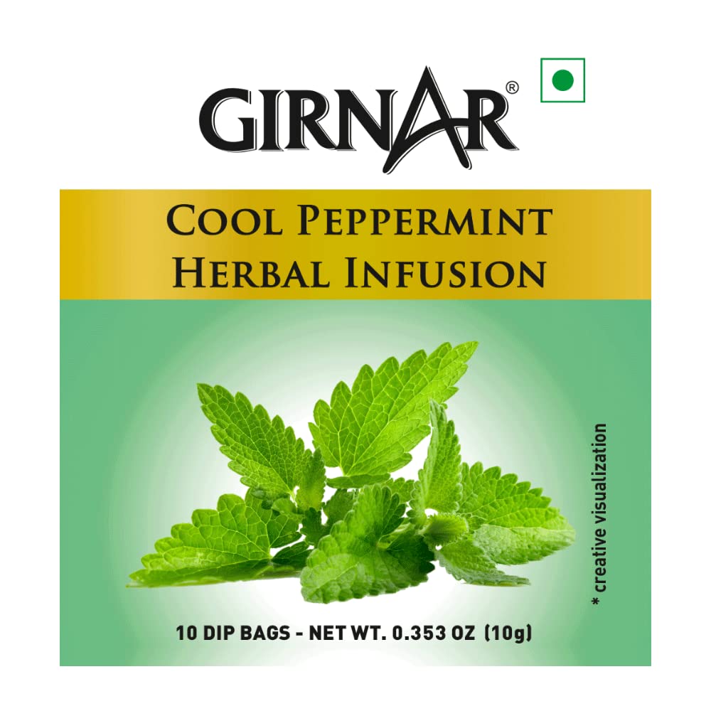 Girnar Cool Peppermint Kräuteraufguss Teebeutel 10 Stück Koffeinfrei Beruhigendes Minzgetränk