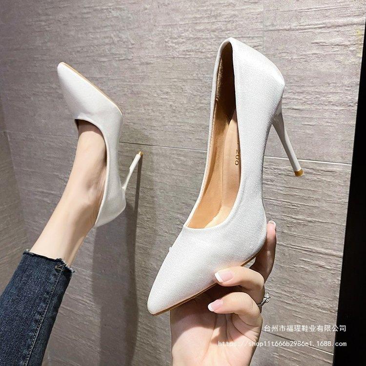2025 spring new fashion pointed high heels professional work shoes Korean version OL stiletto single shoes women's spot shallow mouth