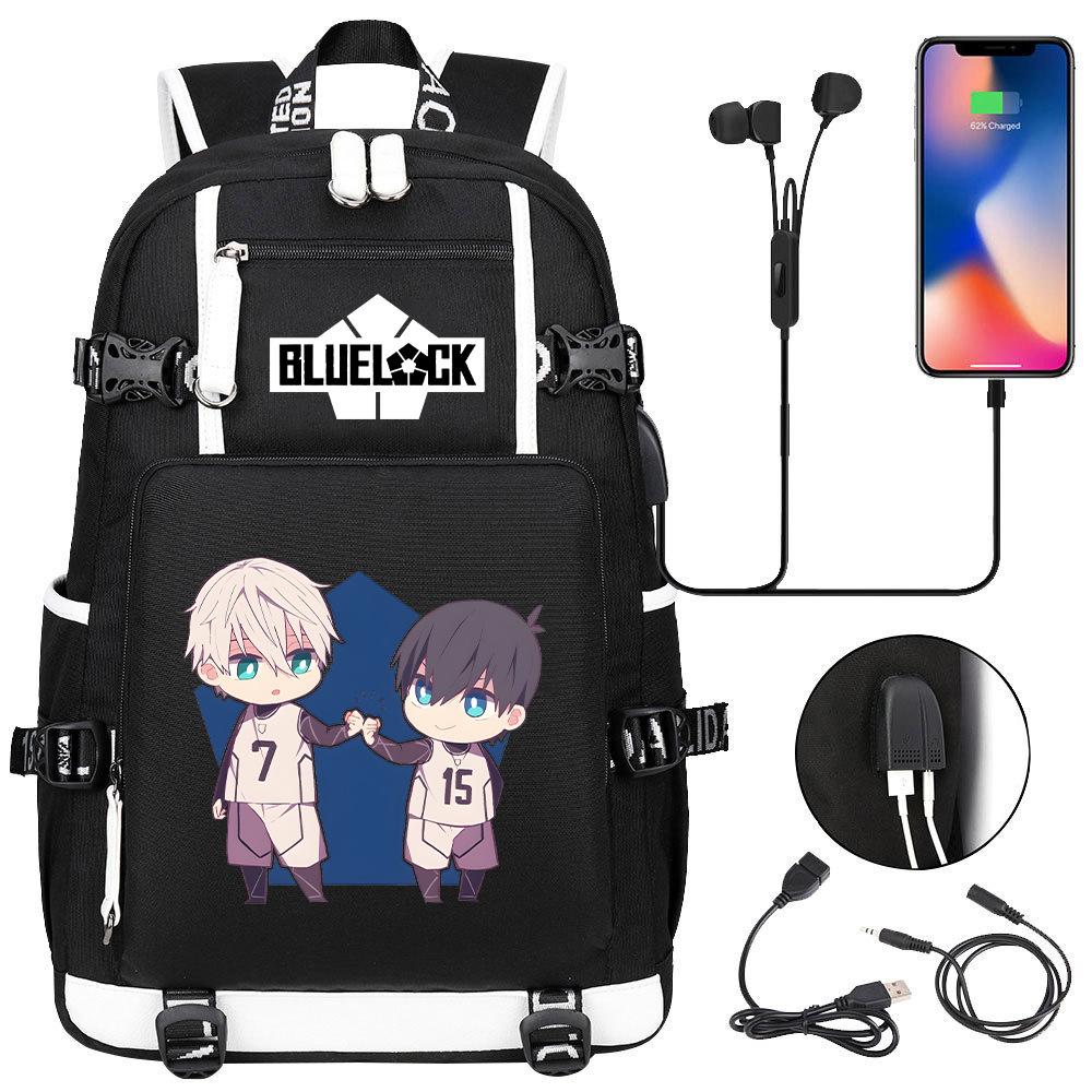 New fashionable large-capacity universal Oxford cloth backpack with USB animation printing casual student schoolbag