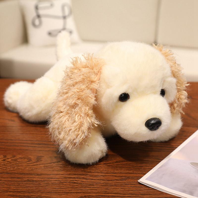 Liegender Golden Retriever Hund Plüschtier Super Realistische Simulations Hundepuppe Weiches und Niedliches Haustierkissen Kindergeschenk Geburtstag C