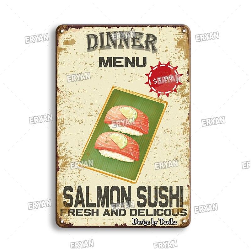 Vintage Coffee Metal Tin Sign  Retro Kitchen Art Wall Decor  Delicate Cooking Plate  Fast Food Plaque  Metal Poster for Home