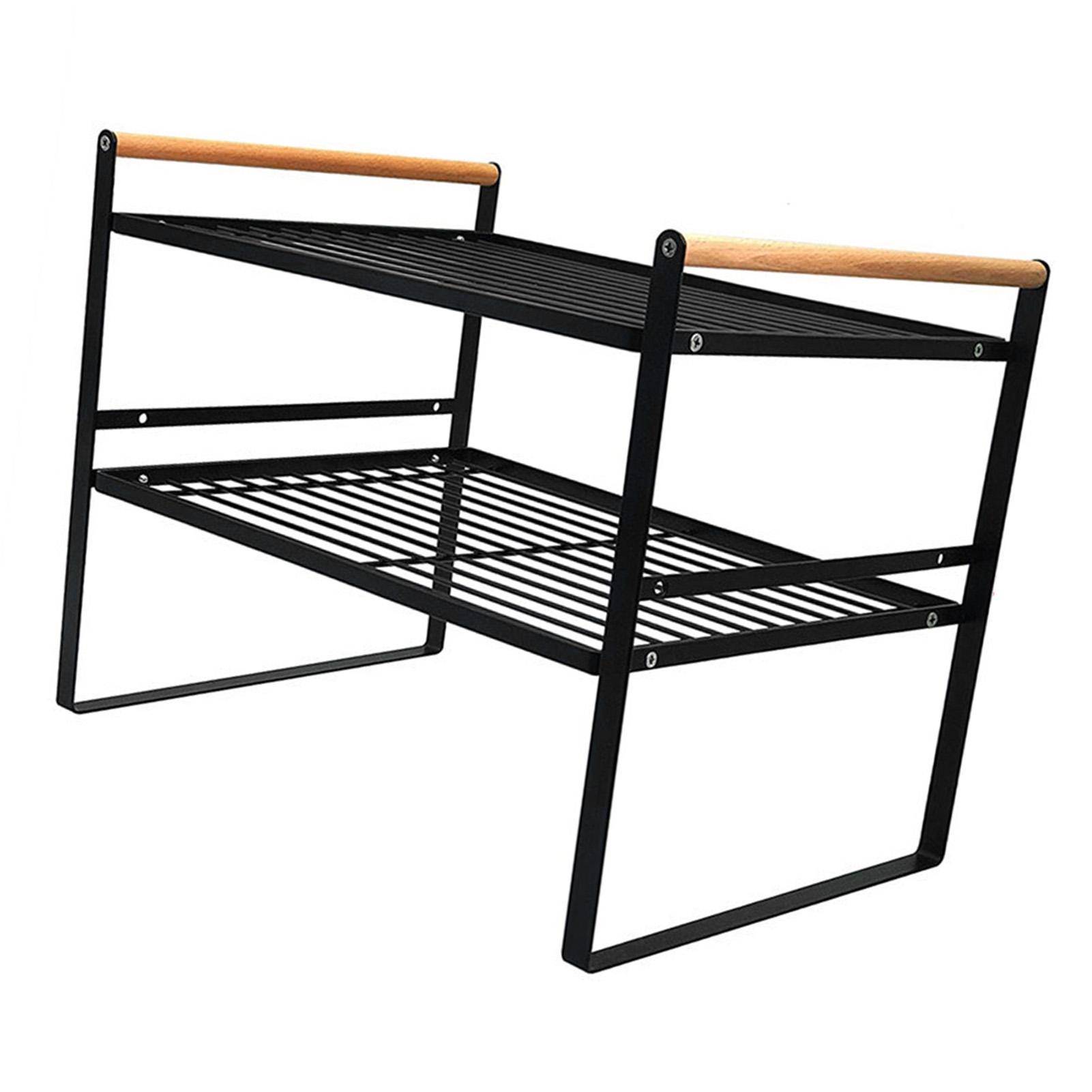 Double Layer Kitchen Storage Rack 2 Tier Non Slip Multifunctional Kitchen   Shelf