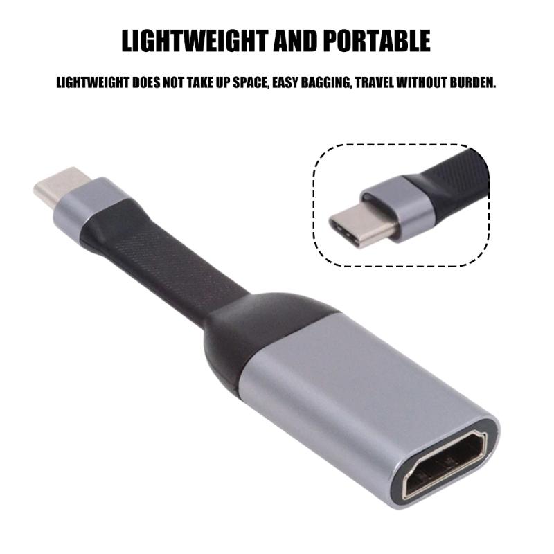 Flat Cable USB C to HDTV Adapter Type C to HDTV Adapter 4K@60Hz Video Sound Sync Screen Converter Heat Dissipation
