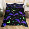 Halloween Duvet Cover Set Gothic Spooky Bedding Sets,Pumpkin Lantern Comforter Cover Horror Ghost Witch Hat Cat Bat Quilt Cover