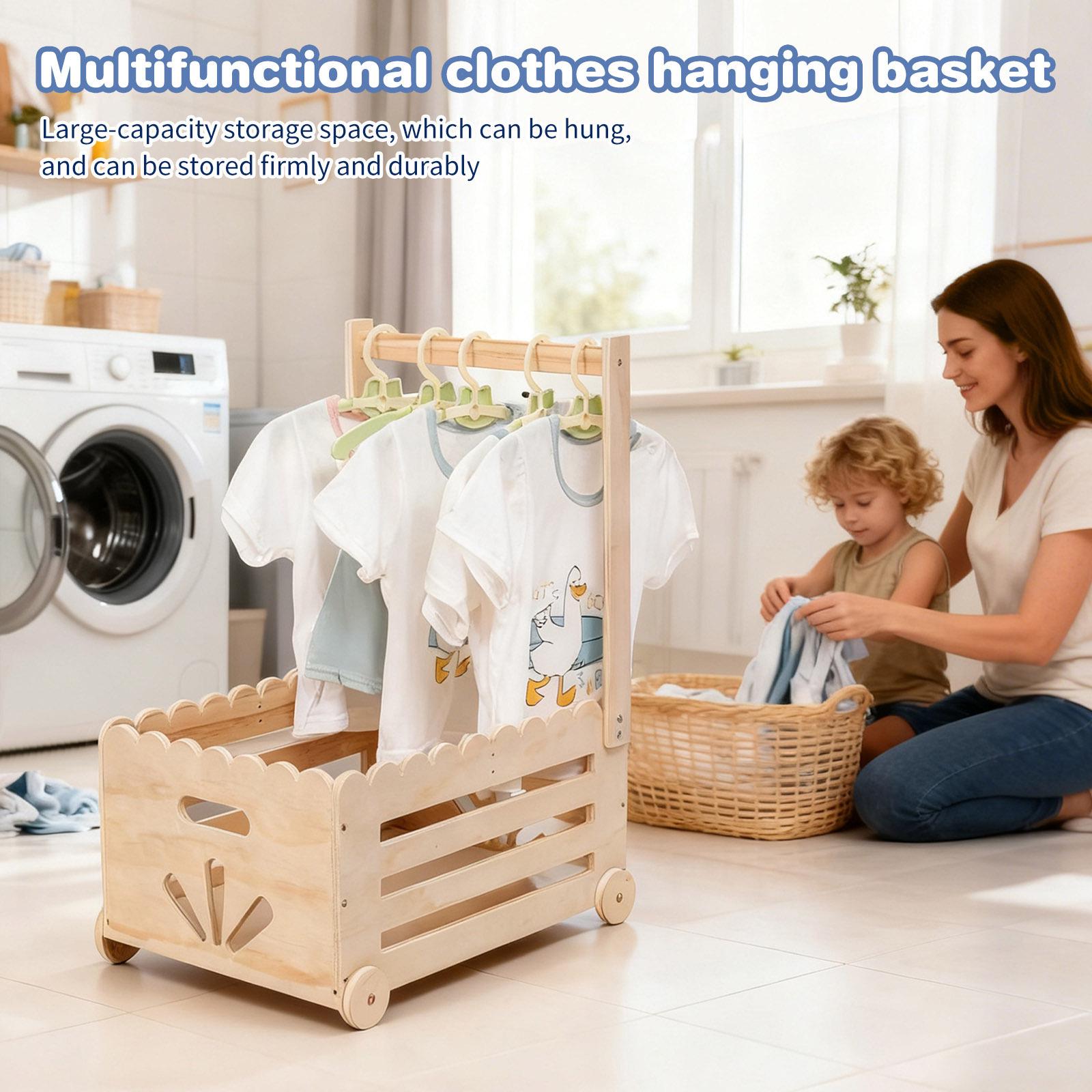 

Wooden Baby Shower Gift Basket with Handle for Toy and Clothes Storage 30x5.5x42.5 cm