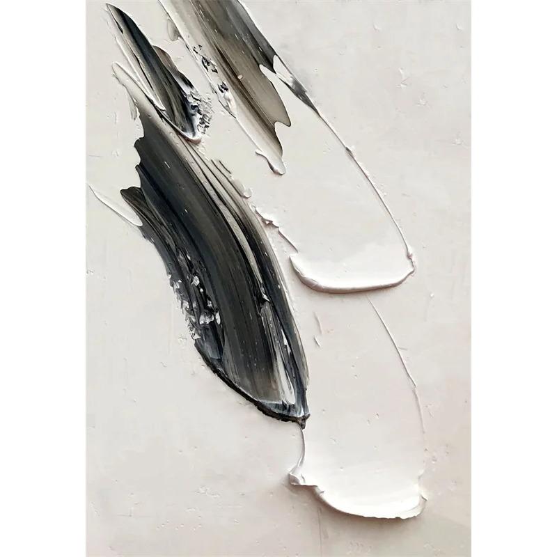 Abstract Wall Art White Painting Poster Large Black And White Print White 3D Textured Wall Art Canvas Painting Living Room Decor