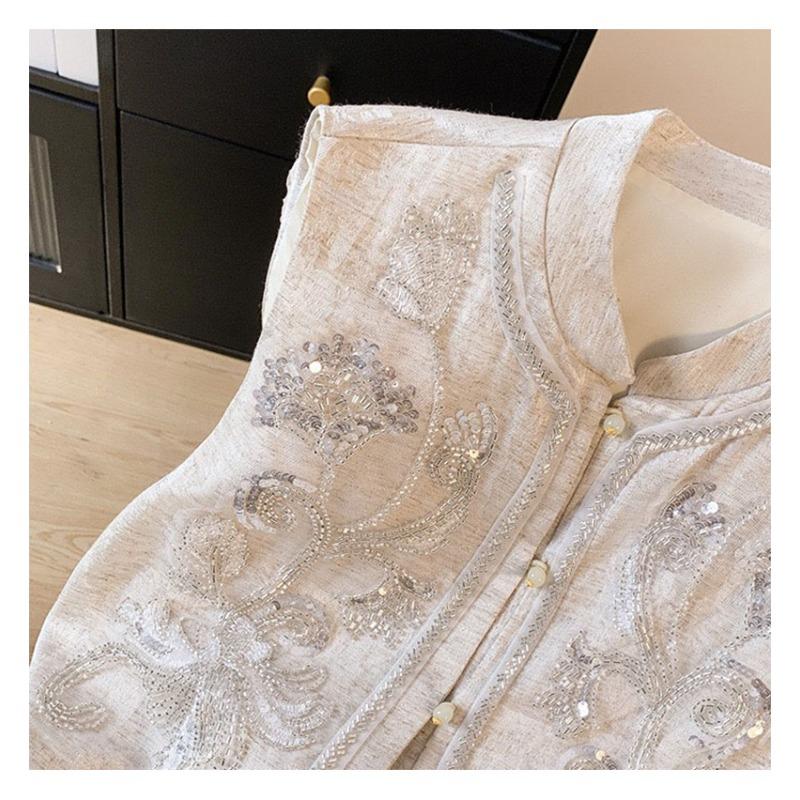 Women's Vest Beaded Chinese Sequins Loose Single Breasted Vest Spring Coat High End Embroidery Early Spring Fashion Coat