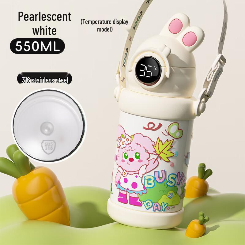 OLOEY Kids Cartoon Insulated Water Bottle with Straw