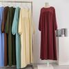 Muslim Plus Size Dress Casual for Women Long Maxi Fashion with Pockets Solid Full Sleeve Vestidoes Autumn Spring 50-100kg Loose Robe Dresses