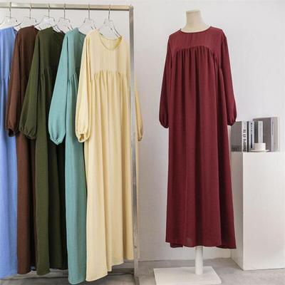 Robe Musulmane Grande Taille Décontractée pour Femmes Longue Maxi Mode avec Poches Uni Manches Longues Robes Automne Printemps 50-100kg Robe Ample Robes