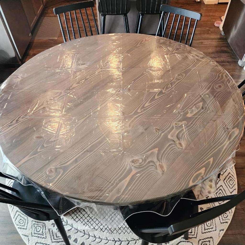 Clear Round Tablecloth 60 inch Waterproof Table Protector Durable Crystal Clear Vinyl Clear Table Cover Round Dining Tablecloth for Protection of