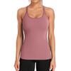 CHARMLEAKS Ribbed Workout Tank Tops for Women with Built In Bra Tight Racerback Scoop Neck Athletic Top