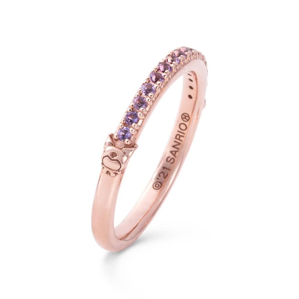 Sanrio Characters Half Eternity Ring Silver Gold Birthday Anniversary Gift U-Treasure (KUROMI) (Pink Coated) Women's (Size 13)