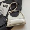 Women PU Fashion Shoulder Bag Adjustable Strap Simple Satchel Bag (White)