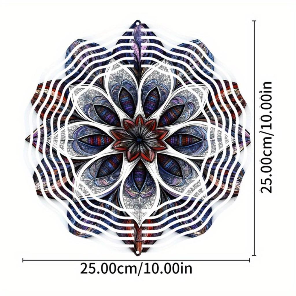 10 Zoll Eleganter Metall-Windspinner mit 360° drehbarem Haken Blumendesign in Blau Lila Rot für Outdoor Garten Balkon Rasen Deko Geschenk