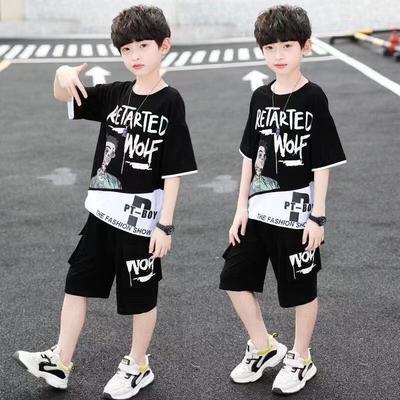 Children's Fashion High-quality Fashionable Teenage Boys' Short-sleeved T-shirt + Shorts Set