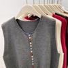 Mode Elegant Locker Ärmellos Gestrickte Strickjacke Pullover Weste Damen 2025 Herbst Winter Lässig Knöpfe Weste Einfarbig Tops Kleidung