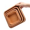 HEMU Square Wooden Fruit Salad Bowl Plate Dried Fruit Cake Snack Plates Retro  Tableware Simple Tea Tray Dessert Snack Plate