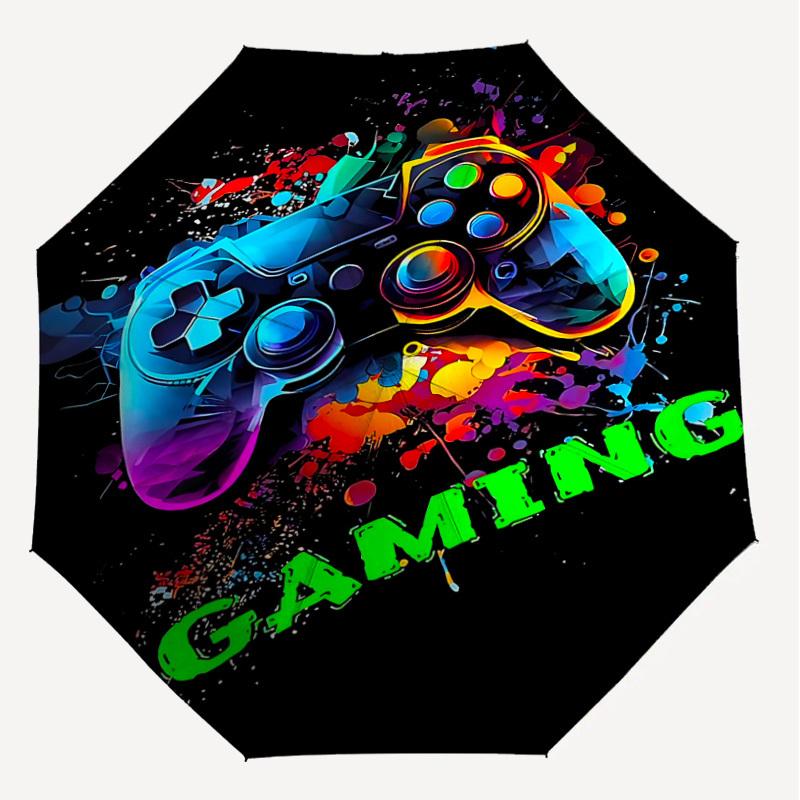 1PC Gaming Controller Automatic Open/Close Umbrella with Windproof, 8-Rib Sturdy Canopy, Durable Ribs, Fashionable Design,1273A