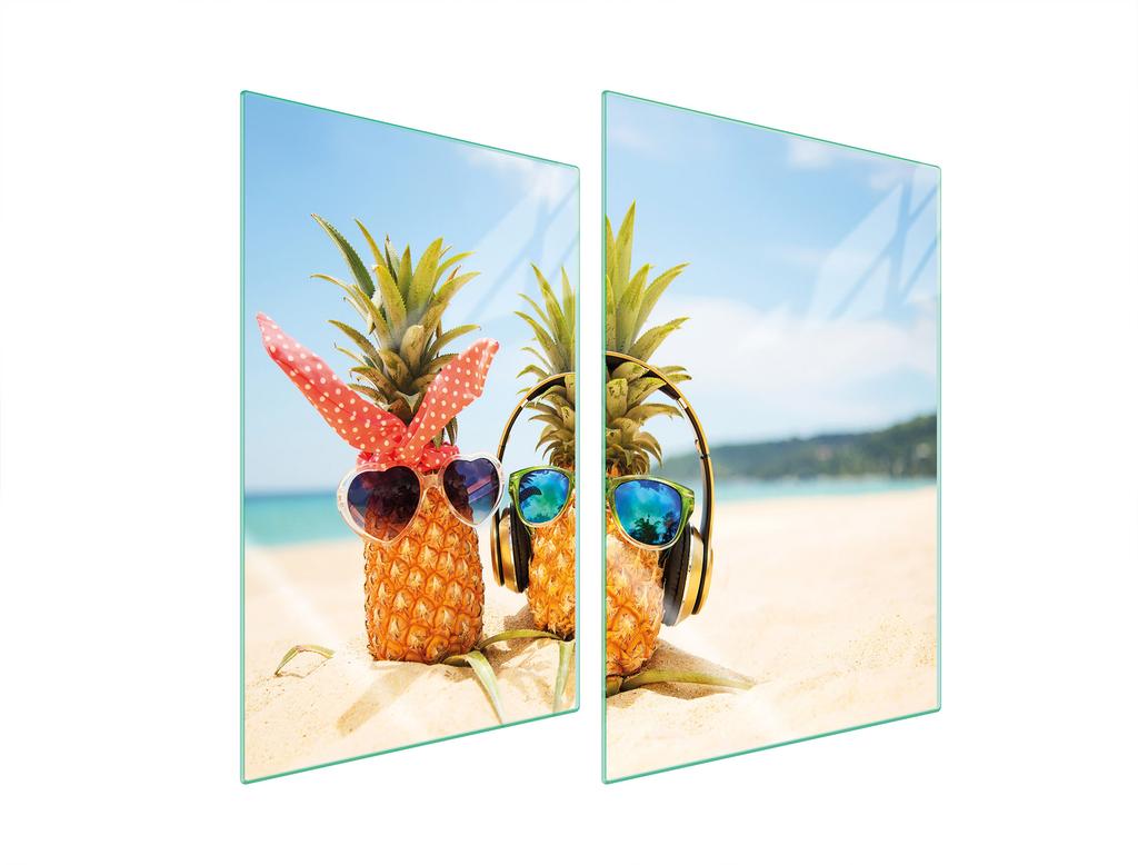 SZKLANA PŁYTA OCHRONNA DO KUCHNI 2x35x52 ANANAS