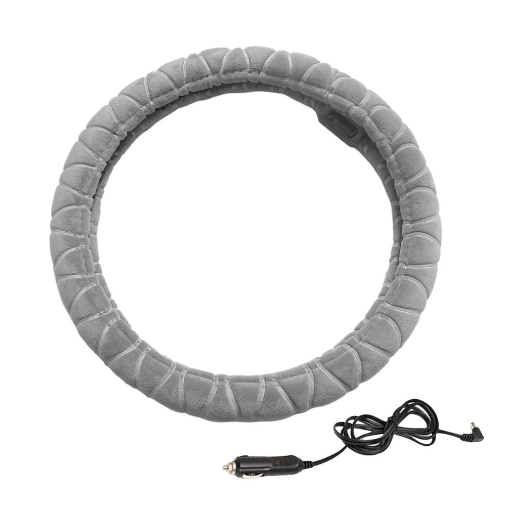 

Универсальный автомобильный чехол на руль с подогревом, электрический подогрев, зимний обогреватель для рук, автотеплый противоскользящий протектор, автомобильный аксессуар серый