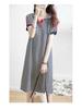 Women's Summer 2023 Elegant Striped Hooded Mid-Length Dress