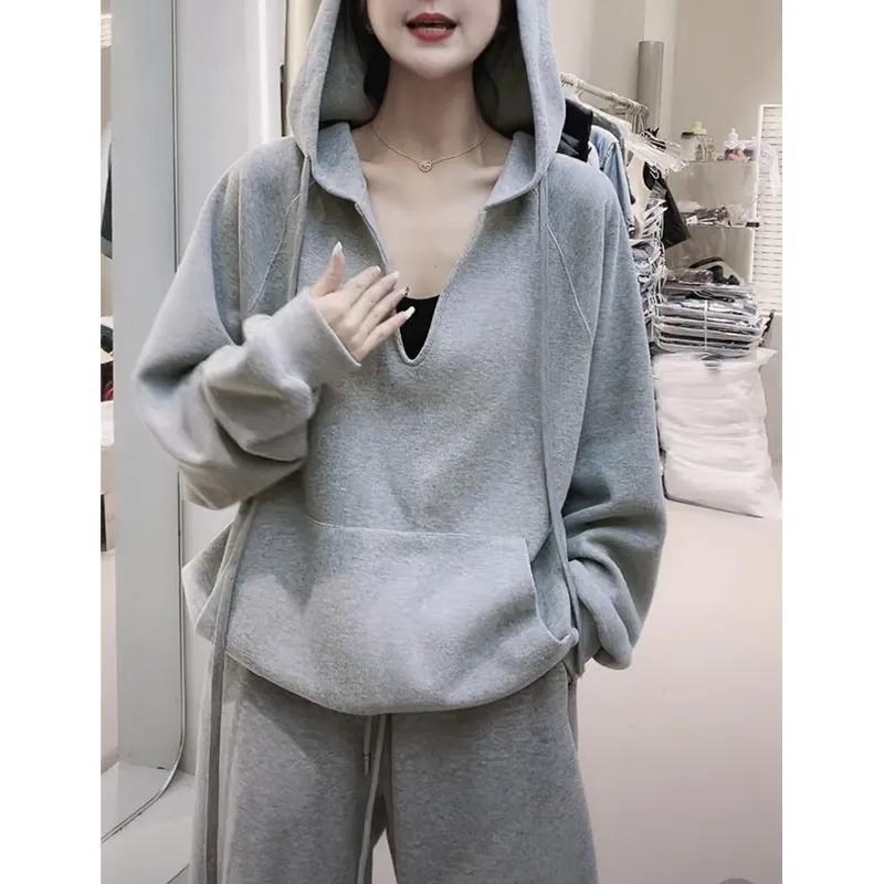Spring Hooded Two-piece Autumn Casual Suit Women's Loose Sweatpants Sweater