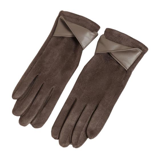 Women Suede Winter Gloves Touch Screen Thermal Gloves Plush Lining Warm Gloves for Travel Commuting Driving Dating